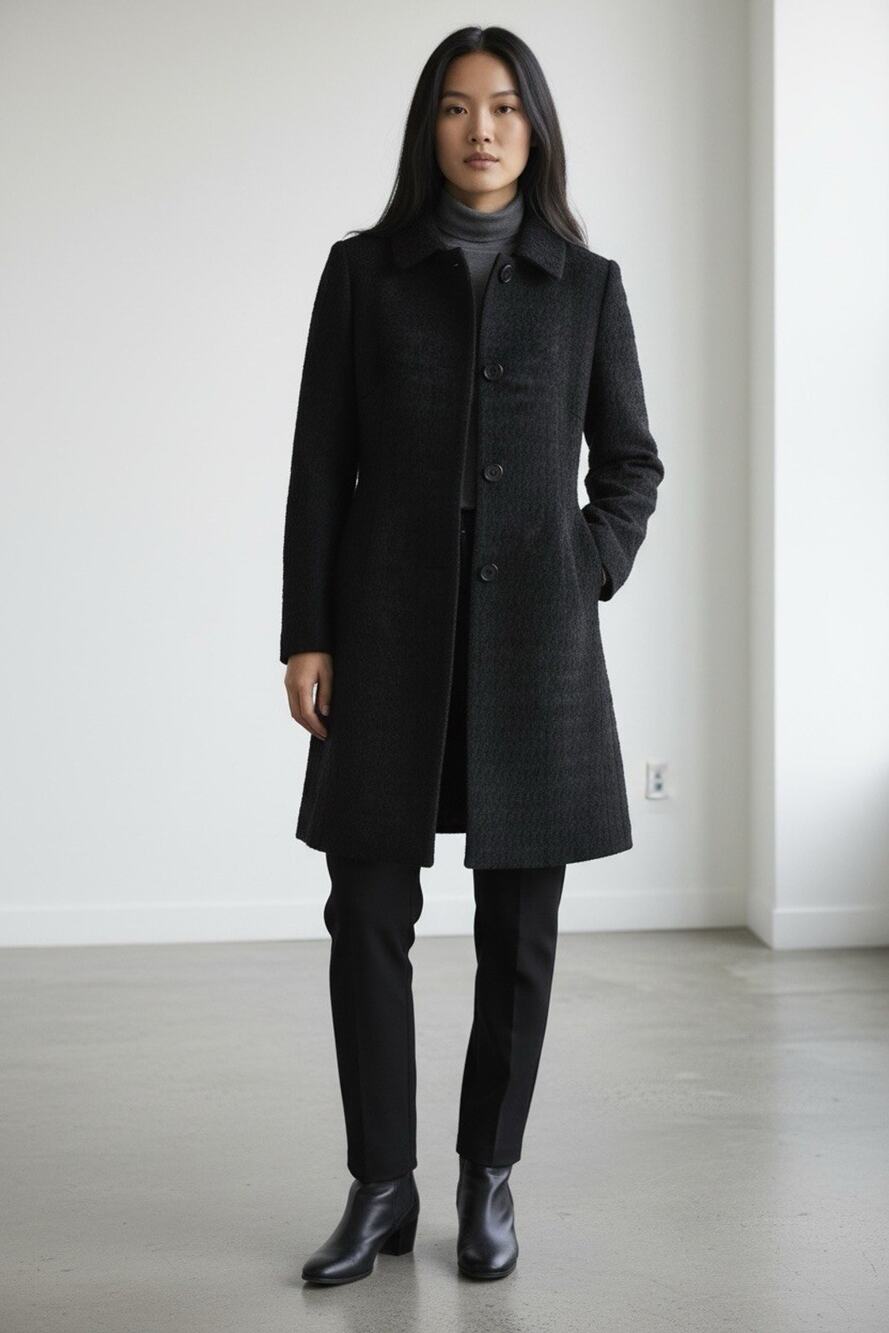 CLASSIC Banana Republic Textured Wool Blend Long Coat | Size Small